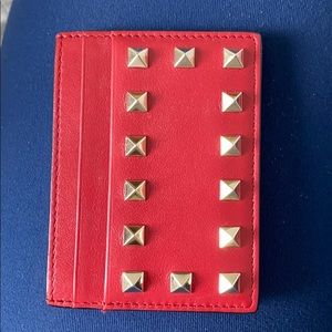 Valentino Rockstud Leather Card Holder